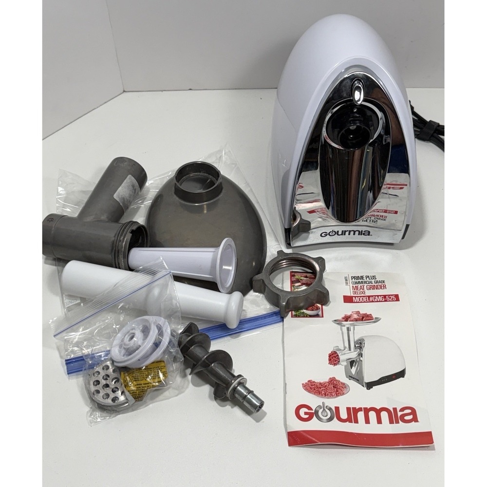 Gourmia Electric Meat Grinder,‎ Sausage Stuffer, 3 Stainless Steel Grind Plates